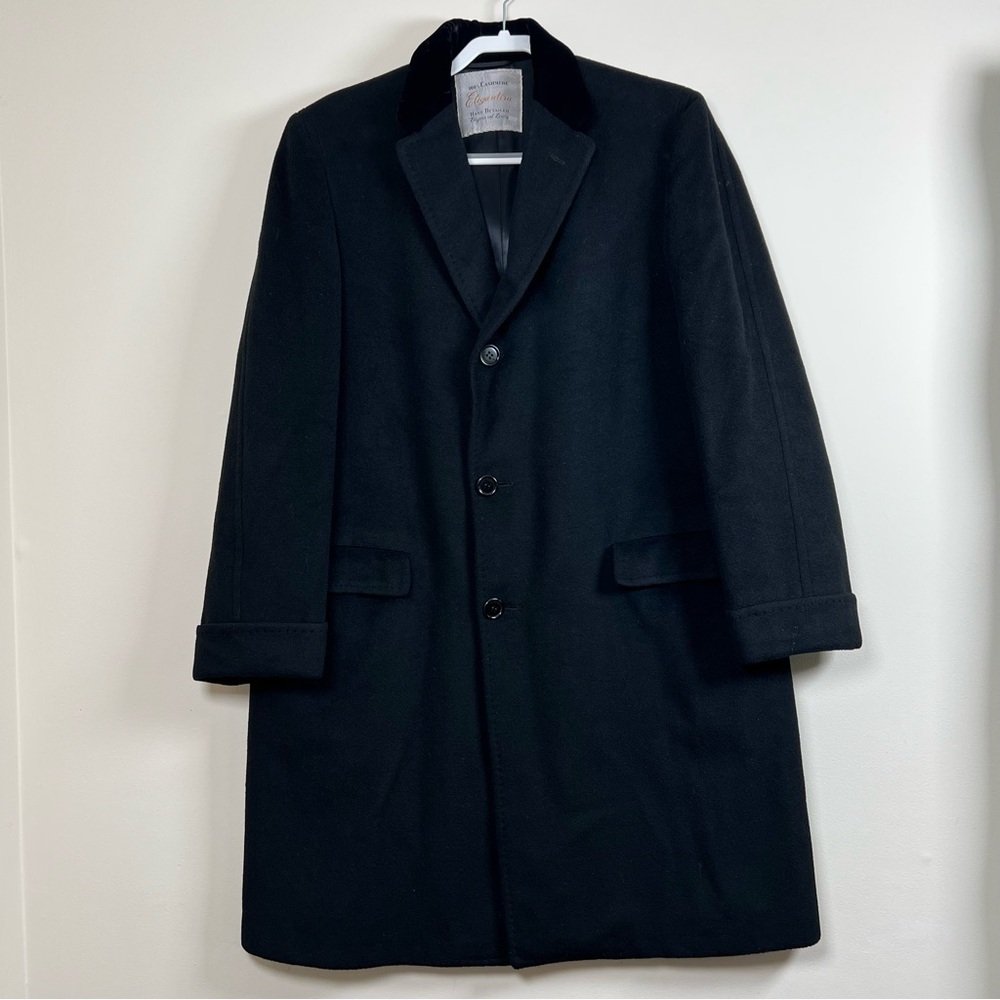 Vintage 100% Cashmere Elegantira Heavy Over Coat Black 3 Button Front Men's